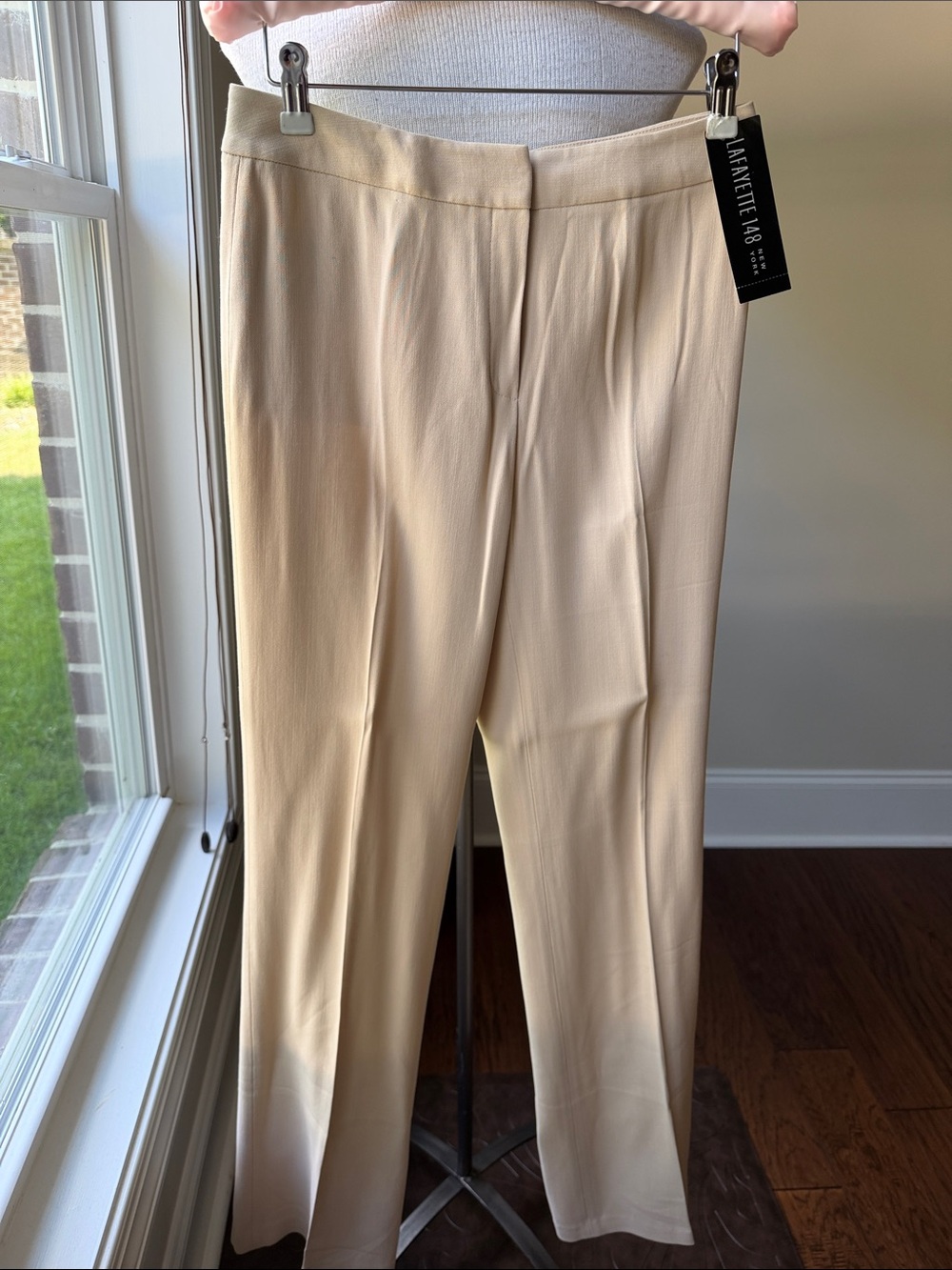 Lafayette 148 New York Light Cream Straight-Leg Trousers